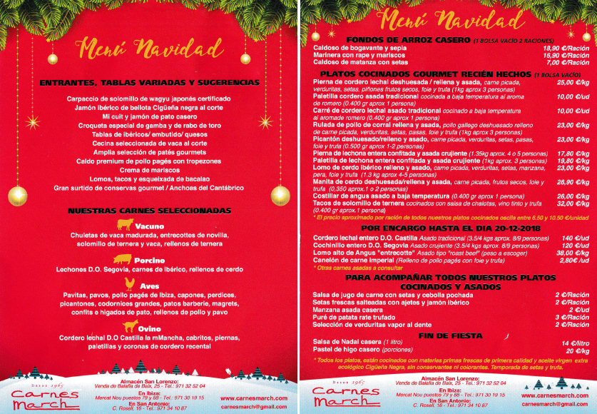 menu navidad carnes march 2018